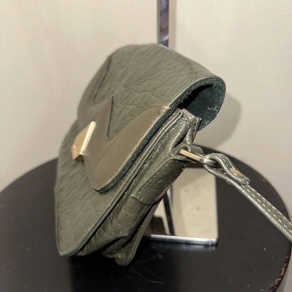 Zamponi DIAMONTE Italian Croc Embossed Premium Leather Bag Handcrafted Olive - Picture 4 of 8